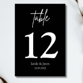 黒の結婚書道スクリプトテーブル番号 テーブルナンバー