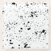 黒の絵を描（ばちゃばちゃ）跳ねるパターン ガラスコースター (正面)