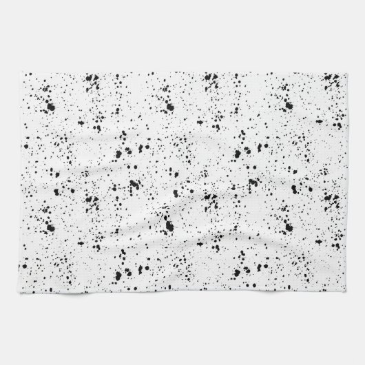 黒の絵を描（ばちゃばちゃ）跳ねるパターン キッチンタオル (横)