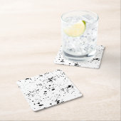 黒の絵を描（ばちゃばちゃ）跳ねるパターン スクエアペーパーコースター (インサイチュ)