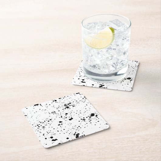 黒の絵を描（ばちゃばちゃ）跳ねるパターン スクエアペーパーコースター (インサイチュ)