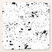 黒の絵を描（ばちゃばちゃ）跳ねるパターン スクエアペーパーコースター (正面)
