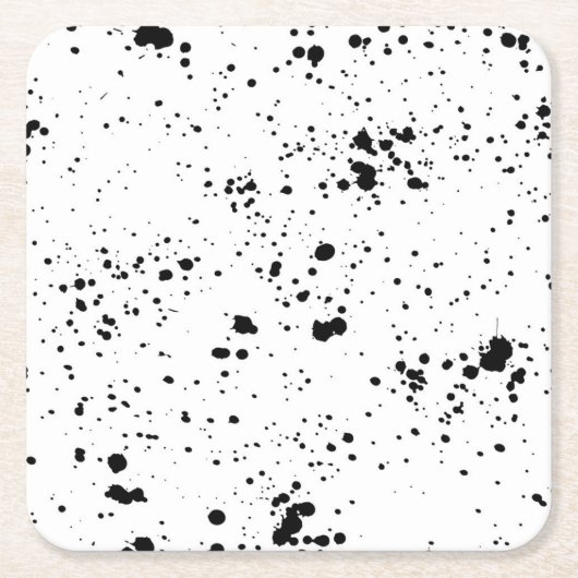 黒の絵を描（ばちゃばちゃ）跳ねるパターン スクエアペーパーコースター (正面)