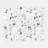 黒の絵を描(ばちゃばちゃ)跳ねるパターン フリースブランケット (正面(横))