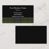 黒の緑のスコットランドのタータンチェック格子縞 名刺 (正面/裏面)
