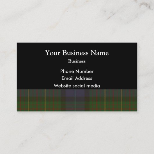 黒の緑のスコットランドのタータンチェック格子縞 名刺 (正面)