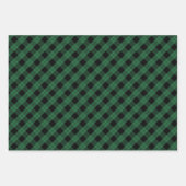 黒の緑の混合パタ素朴ーン鹿の森のプレイド ラッピングペーパーシート (正面)