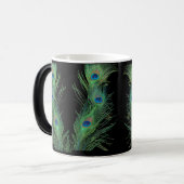 黒の緑の羽 モーフィングマグカップ (正面左)