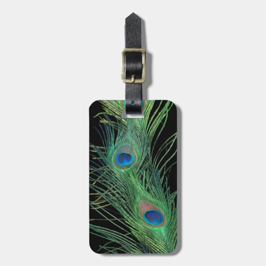 黒の緑の羽 ラゲッジタグ (正面縦)