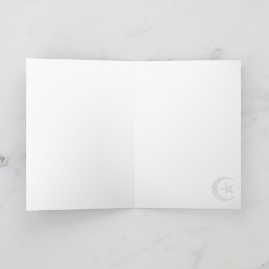 黒の線条細工の三日月形の月そして星 カード (内部)