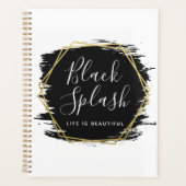 黒の線絵を描とモダン金ゴールドの幾何学 プランナー手帳 (正面)