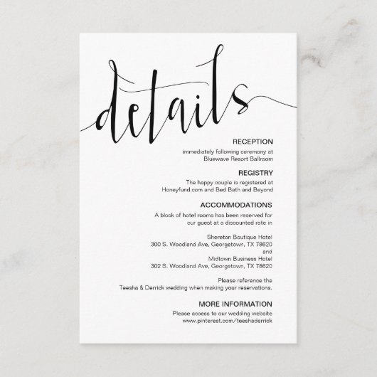 黒の編モダン集可能結婚詳細 エンクロージャーカード (正面)