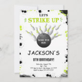 黒の編集可能なボウリング招待状 招待状 (正面)