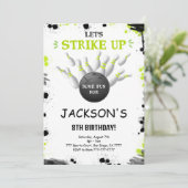 黒の編集可能なボウリング招待状 招待状 (スタンド正面)