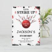 黒の編集可能なボウリング招待状 招待状 (スタンド正面)