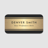 黒の縁ど金色のグラデーション名とタイトル 名札 (正面)