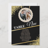 黒の繊細なエレガント写真用座席表カード 招待状 (正面)