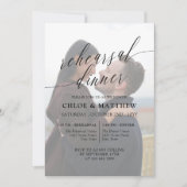 黒の繊細な書道写真のリハーサルディナー 招待状 (正面)