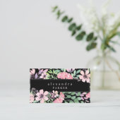 黒の美しい花柄|の水彩画フレーム 名刺 (スタンド正面)