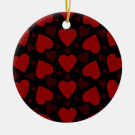 黒の美しい赤いハートパターン セラミックオーナメント