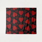 黒の美しい赤いハートパターン タペストリー (正面(横))