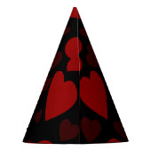 黒の美しい赤いハートパターン パーティーハット (裏面)