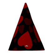 黒の美しい赤いハートパターン パーティーハット (右)