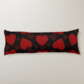 黒の美しい赤いハートパターン ボディピロー (裏面)