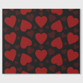 黒の美しい赤いハートパターン ラッピングペーパー (フラット)