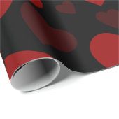 黒の美しい赤いハートパターン ラッピングペーパー (ロールコーナー)