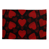 黒の美しい赤いハートパターン 枕カバー (裏面-左)