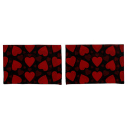 黒の美しい赤いハートパターン 枕カバー