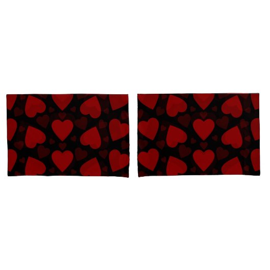 黒の美しい赤いハートパターン 枕カバー (フロントセット)