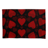 黒の美しい赤いハートパターン 枕カバー (正面左)