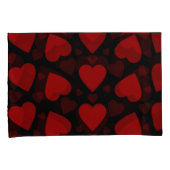 黒の美しい赤いハートパターン 枕カバー (正面右)