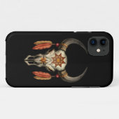 黒の羽が付いているBullの飾られた天然スカル Case-Mate iPhoneケース (裏面(横))