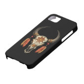 黒の羽が付いているBullの飾られた天然スカル Case-Mate iPhoneケース (下部)