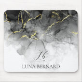 黒の翡翠の水色インクのカスタマイズ可能 マウスパッド (正面)