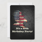 黒の背景にアメリカ国旗とハゲタカの50歳誕生日 招待状 (正面)