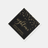 黒の背景にゴールドのコンフェッティの18歳誕生日パーティー スタンダードカクテルナプキン (角)