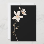 黒の背景にシンプルな白い花のクリスチャン結婚式 招待状 (裏面)