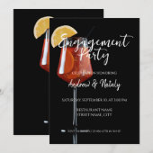 黒の背景にスプリッツカクテル 招待状 (正面/裏面)