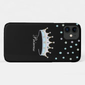 黒の背景にプリンセスの王冠と宝石のコンフェッティ Case-Mate iPhoneケース (裏面(横))
