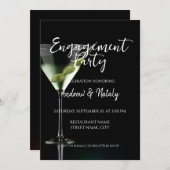 黒の背景にマティーニ 招待状 (正面/裏面)