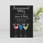 黒の背景にマーティニグラスに入った様々なカクテル 招待状 (スタンド正面)