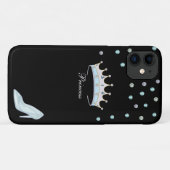 黒の背景に宝石とクリスタル シューズのプリンセス クラウン Case-Mate iPhoneケース (裏面(横))