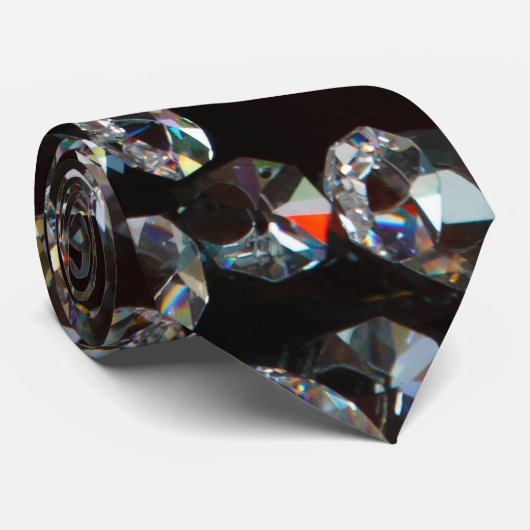 黒の背景に抽象的なダイヤモンド ネクタイ (ロール)