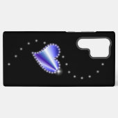 黒の背景に星とともに輝く紫色の虹のハート SAMSUNG GALAXYケース (裏面横)