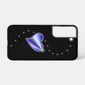 黒の背景に星とともに輝く虹色のハート SAMSUNG GALAXYケース (裏面横)