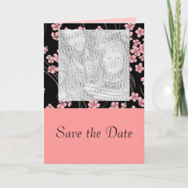 黒の背景に桜の写真カード 案内状